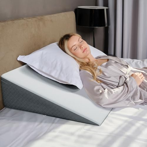 Kolbs Extra Wide Bed Wedge Pillow for Sleep Apnea, Acid Reflux, and Back Pain Relief, with Chic Jacquard Cover - Headboard GERD Pillow Wedges for Sleeping (Extra Wide 7.5 Height)
