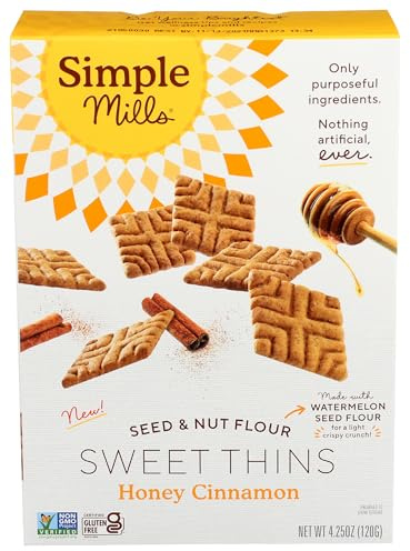 Simple Mills Sweet Thins Cookies, Seed and Nut Flour, Honey Cinnamon - Gluten Free, Paleo Friendly, Healthy Snacks, 4.25 Ounce (Pack of 1)