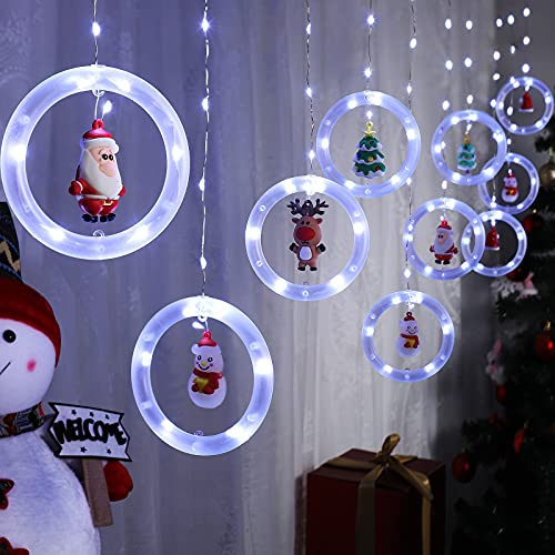 BLOOMWIN Guirnaldas Cortina Luces con 10pcs Adornos Navideños 3m Control Remoto 8 Modos 160 LED USB Colgante 3D Cadena de Luces para Árbol de Navidad para Balcón, Ventana, Escaparate, Boda, Fiesta