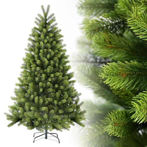 SALCAR Arbol de Navidad Artificial 180 cm, Árbol de Navidad con Guantes y 100%-PE Puntas de Rama, Pino de Navidad con Soporte de Metal, Montaje Rápido, Ignífugo, Abeto
