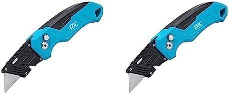 OX Tools P224301 Pro Heavy Duty Fixed Blade Folding Knife, Blue/Black (Pack of 2)