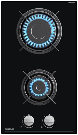 Magicplux Plaque de Cuisson Gaz 2 Feux 30cm, Gaziniere Encastrable, Gaz ville et bouteille, 4300W