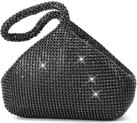 Xjmfasht Large Rhinestone Clutch Purses Evening Handbags for Women Bridesmaid Lady Sparkly Glitter Purse for 1920s Party Prom Wedding