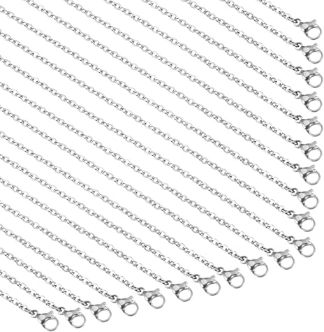 Teaaha 20 stycken kedjor silver kvinnor 45 cm rostfritt stål halsband kedja med hummerlås förlängare kedja för kvinnor män för smycken gör gör-det-själv tillbehör