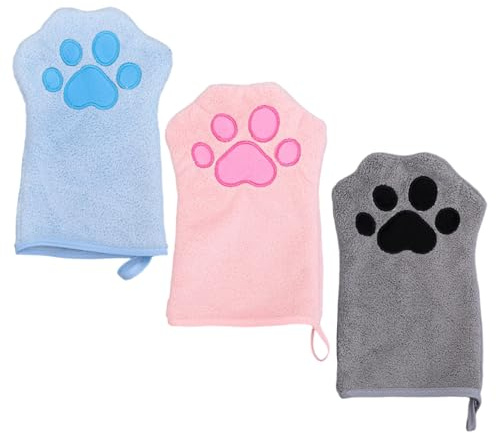TVSVKWE 3-Piece Glove-Style Towel, Quick-Drying Absorbent Towel, Pet Cleaning Tools, Pet Care Supplies.