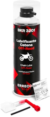 ERRECOM 1000 Miglia BKR 3201 Lubrificante Catena Moto Off-Road, Moto Fuori Strada, Resiste a Fango e Acqua, Getto Preciso Senza Schizzi, include Huggie System con Prolunga a 90°, Bombola Aerosol 500ml