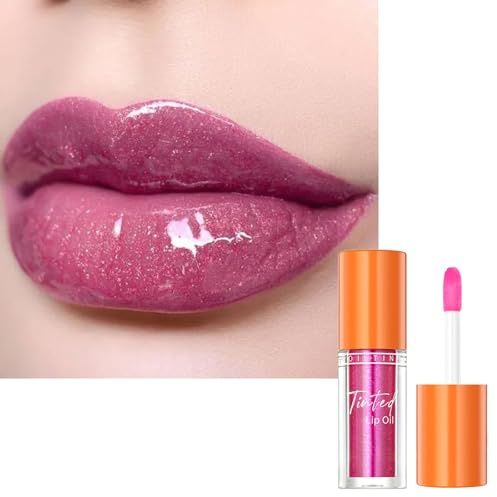 Pink Lip Gloss, Light Red Liquid Lipsticks, Moisturizing Glossy Lip Oil Tinted, Bright Color Clear Lipgloss Makeup, Silky Hydrating Lip Balm Lip Stain for Women