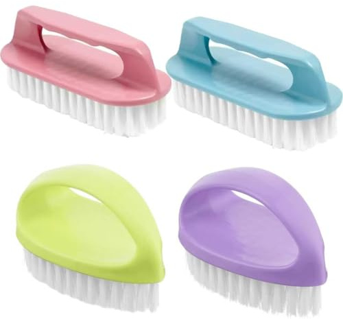 Handtag grepp nagelborstar, 4 st nylonskrubbborste för rengöring av fingernails tår djuprengöring handskrubbare, styva borst djuprengöring borste för trädgårdsmästare mekanik (4 blandade färger)