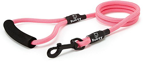 Bunty Nylon Rope Dog Lead with Clip - Extra-Strong Lead, Small, Medium & Large Dogs, Ergonomic Foam Grip - Dog Training Lead & Swivel Clip for Dog Collar - Small, Pink 120cm