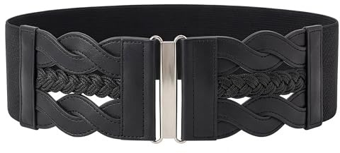 BlackButterfly 7.5 CM Waspie Elástico Vintage Trenzado Hebilla Cinturón (Negro, XL)