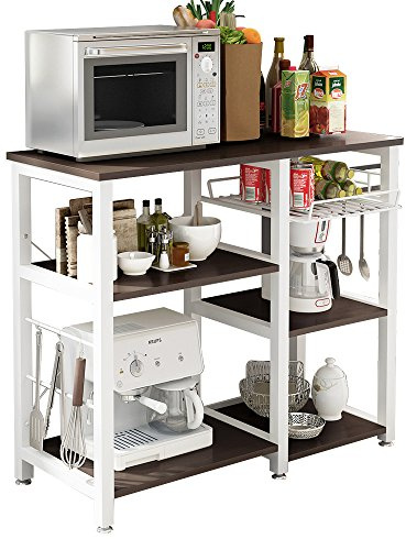 SogesHome W5S-BK-SH - Mueble para Almacenamiento de Postre de Cocina, Estante para microondas, Estante de Cocina, con 3+3 estantes pequeños Ganchos, 90 x 39 x 83 cm