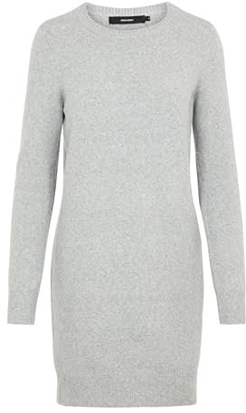 VERO MODA Mini Strickkleid Meliert Langarm Rundhals Regular Fit Kleid Kurz Basic Oberschenkellang VMDOFFY