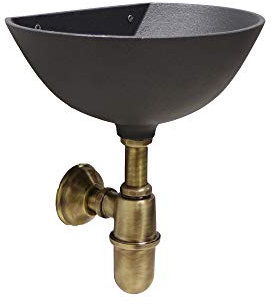 Fonderia Bongiovanni | Fontaine de jardin extérieur | Fontaine murale | Modèle 600 en aluminium | Couleur Gris Fonte avec Siphon en Lation Bruni | Fontaine murale d'extérieur