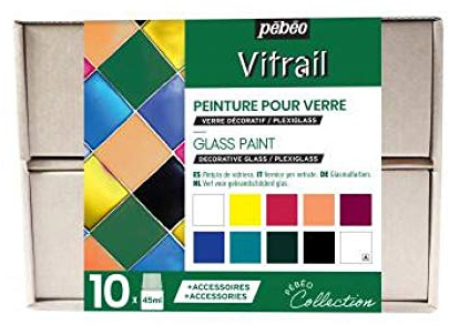 Pebeo VITRAIL Collection Set, Assorted, 10X45ML, 758421