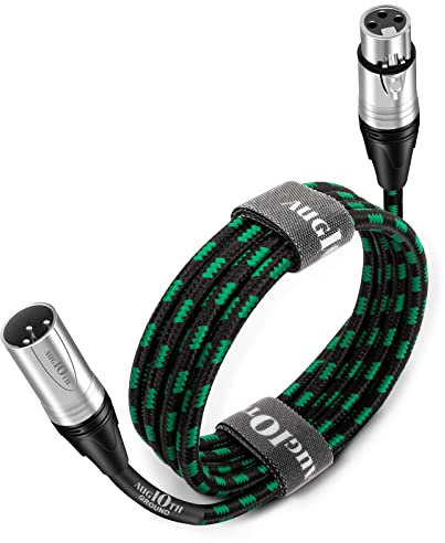 Augioth XLR Pro Mikrofonkabel 3 Meter Männlich (Male) zu Weiblich(Female) XLR Kabel 3-polig grün ausgewogen abgeschirmt