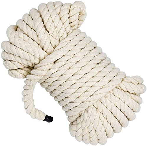 iRenXiao Baumwollseil 10 mm × 15 m, Beige Makramee Baumwollfaden, Kordel Dicke Baumwollkordel, Starke Baumwolle Kordel für DIY Handwerk, Bohemia Stricken, Wandbehang, Geschenke