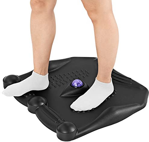 COSTWAY Anti-Ermüdungsmatte, Stehmatte mit Massagepunkten & 360° rollendem Massageball, rutschfeste Stehpultmatte, Komfort-Fußmatte für Küche, Familie, Arbeit, Schwarz