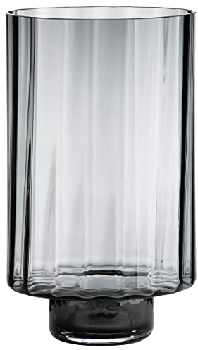 GILDE Deko Windlicht XL - großes Glaswindlicht handgerfertigt aus Rauchglas - Farbe: grau schwarz - Höhe 30 cm