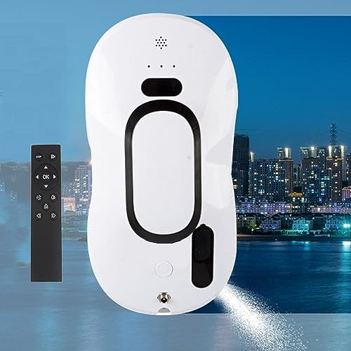 OXFUZZ Robot Lavavetri, Lavavetro Elettrico con Getto Automatico Spruzzo, Serbatoio dell'Acqua da 40 Ml, Potente Potenza di Aspirazione 5600pa, Lavavetri per Finestre, Piastrelle, Bagni,White