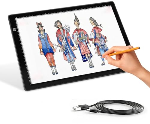 Caja de Luz con Visor de Diapositivas, Escáner de Caja de Luz A4 con 3 Niveles de Brillo Ajustables, Alimentación USB, Almohadilla de Luz A4, Almohadilla LED para Calcar Arte