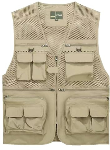 Btmpmcs Homme Gilet de Pêche Sans Manches Veste avec Multi-Poches Gilets de Loisirs en Maille Léger Respirant à Séchage Rapide Gilet de Plein air Veste de Sport de Photographie