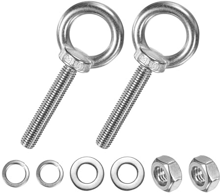 M METERXITY 2-Sets Stainless Eyebolt M10x60mm Shoulder Lifting Eye Bolt with Nuts Washers Male Screw Thread Ring Shoulder Eye Bolts Length 2.36 Inch for Suspending/Fastening