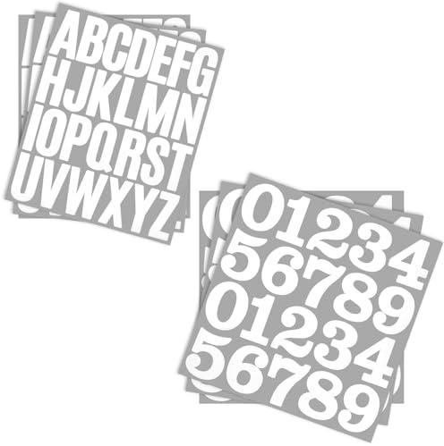 Lot de 138 lettres et chiffres autocollants en vinyle pour boîte aux lettres et chiffres pour l'extérieur - 5,1 cm - Blanc