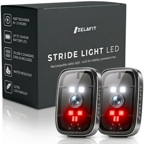 2x Ultra-bright LED Running Lights for Runners – Up to 18-Hour Battery, Clip-On Safety Light for Night Running, Attaches to Vest or Clothing – Ultra-Lightweight, USB-C Rechargeable, Water-Resistant