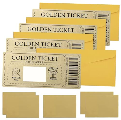 QYJMLH boletos dorados de regalo, Tarjeta de rascar Golden Ticket para rascar, Crea tu Propia Tarjeta Dorada,sorpresa, personalizable,ideal para cumpleaños, San Valentín, retiro, regalo para pareja