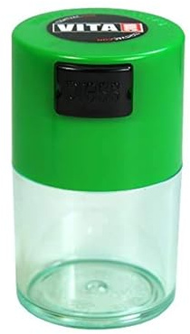 VitaVac 0.06L Airtight Vacuum Container (5-20g) – Portable Pill and Vitamin Storage – BPA-Free (Clear/Green)