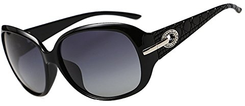 DUCO Vintage Sonnenbrille für Damen Frauen Retro Sonnenbrillen mit UV400 Schutz Klassisch Rahmen Designer-Stil 6214 (Schwarz)