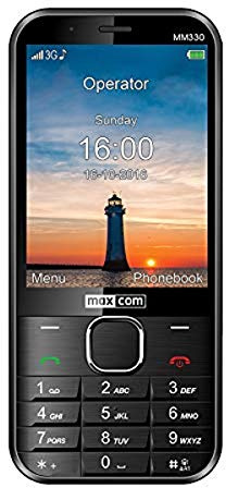 Maxcom MM330 3G Téléphone Portable pour Seniors Bluetooth Écran 3,2 Appareil Photo 5 MP Radio FM et Lampe de Poche Noir