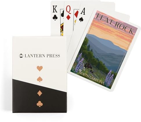 Lantern Press Flat Rock, North Carolina, Bear Family and Spring Flowers, 52 Playing Cards for Adults, Poker Size Card Deck