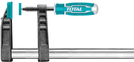 TOTAL - Sargento de Apriete | 400 x 120 mm | Fuerza Máxima de Apriete de 450 kg | Con Palanca de Liberación Automática | Para Trabajos de Carpintería | Para Sujetar Piezas | Plástico Negro