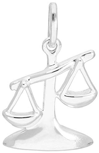 My Gold Damen Herren Kinder Sternzeichen Anhänger Waage Sterlingsilber 925 (Ohne Kette) Echtes Silber 14mm x 21mm Zodiac Basic A-03320-S921-Waa