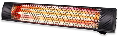 alpina Infrarotheizung 2000W – Heizstrahler Terrasse für Innen- und Außenbereich – Infrarot Heizstrahler elektrisch IP55 – Wand- oder Deckenmontage – 57x11,5x11 cm Schwarz