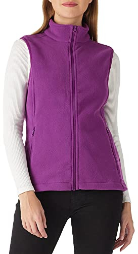 Outdoor Ventures Chaleco de forro polar para mujer, chaqueta suave sin mangas con bolsillos con cremallera, chaleco deportivo para correr, primavera y otoño, Morado (, M