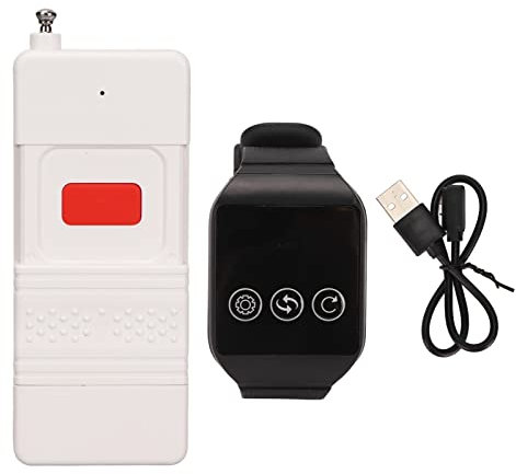 Drahtloser Pager für Pflegekräfte, Ein Klick Notruftaste, SOS Ruftaste, Sender, Empfänger, Krankenschwester Alarmsystem, Uhrenempfänger, Kabellose Alarmtaste für ältere Patienten Im Krankenhaus zu Hau