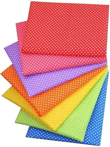 CraftsFabrics 7 pz/lotto (16'' x 20'') Pacchetto scampoli di grasso a pois 100% cotone pretagliato tessuto artigianale quadrati per cucito fai da te, quilting, scrapbooking,
