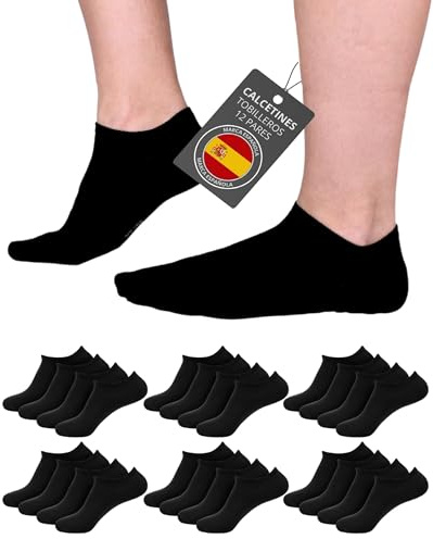 12 Pares Calcetines Cortos Unisex de Algodón con 200 hilos para Uso Diario