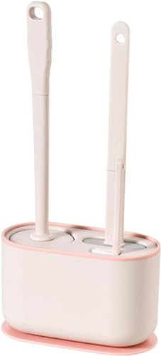 Basaza Toilet Brush Pink Silicone Toilet Brush with Toilet Brush Holder Set Bathroom Standing or Wall Mounted Toilet Brushes Silicone Hand Brush Bathroom Accessories Toilet Brush Motorhome Caravan