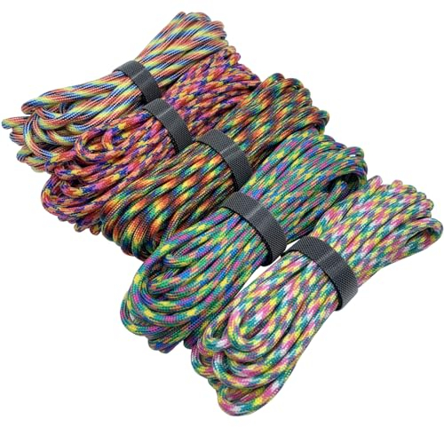 EDGEAM Paracord 4mm, 5 Stück 236inch Paracord Schnüre Seil 7 Kern-Strängen, Nylon Paracord für Survival, Outdoor, Camping, Armband, Hundeleine, Gesamtlänge 1180inch (Farbe C, 5 x 6m/236inch)