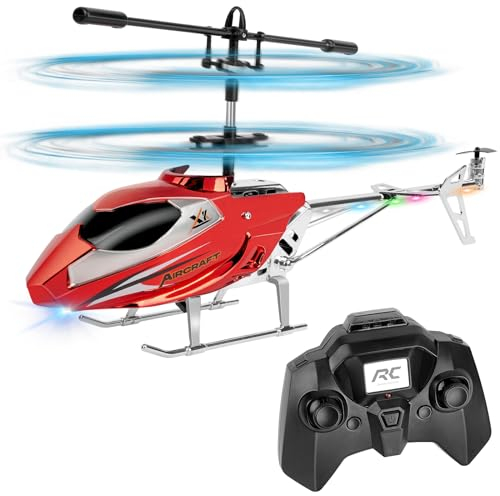 Aolso Hubschrauber RC Helikopter, ferngesteuertes Spielzeug, 3,5 Kanal Indoor fliegendes Spielzeug, Höhenlage Hobby Flugzeug mit Kreisel, Miniflugzeug Geschenk für Kinder und Erwachsene(Rosenrot)