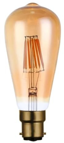 LED Vintage Bayonet Light Bulb | ST64 8W (Equivalent 60W) Dimmable 2700K Warm White LED Filament Amber Glass 806 Lumens B22 Base | Energy Saving Bulb for Home Decoration Squirrel Cage Lamp