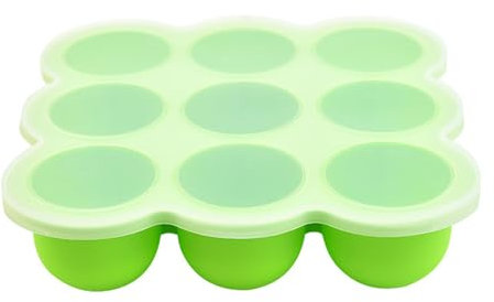 Boîte de conservation des aliments pour bébés,18.5x18.5x4.7cm Congélation Purée Bébé Hermétique pour Aliments,Stockage De Nourriture Plateau de ​Congélateur,Bac à Glaçons avec Couvercle Bébés,Vert
