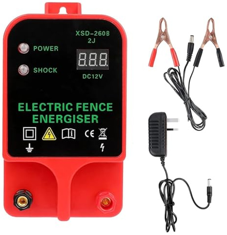 Electric Fence Energiser, 3.5 Joules 6.2 Miles,Input 12V Output 8 KV or 12KV,Electric Fence Charger High Voltage Pulse Controller for Livestock,Large Animals,Horse