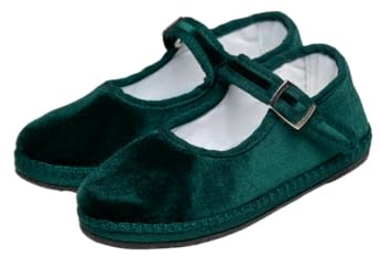 LE FURLANETTE Bambina Scarpe friulane da Bambina in Velluto con Cinturino (Verde, Sistema Taglie Calzature EU, Bimbo (0-5 Anni), Numero, Stretta, 29)