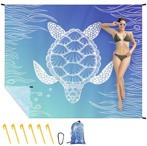 Ainiv Tapis de Plage 140 x 200 cm, Imperméable, Anti Sable, Couverture de Pique-Nique pour Plage, Camping, Randonnée, Pique-Nique