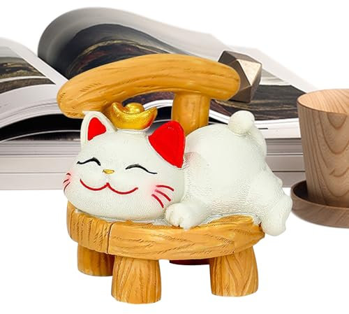 Generico Lucky Cat - Gatto decorativo asiatico che saluta, giocattolo portafortuna da tavolo | Figurina portafortuna, decorazione da tavolo a di gattino portafortuna, statua creativa a di gatto por