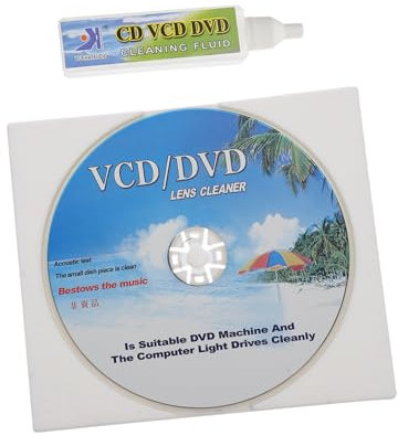 FUNNETOYU Cd Player Cleaner Disc and Dust Brush Set for Car and Home Dvd Players, 2pcs Multifunctional Cleaning Kit Cleaning Liquid, Compatible Vcd and Standard Disc Devices